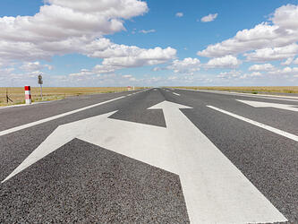 Arrow pointing offroad